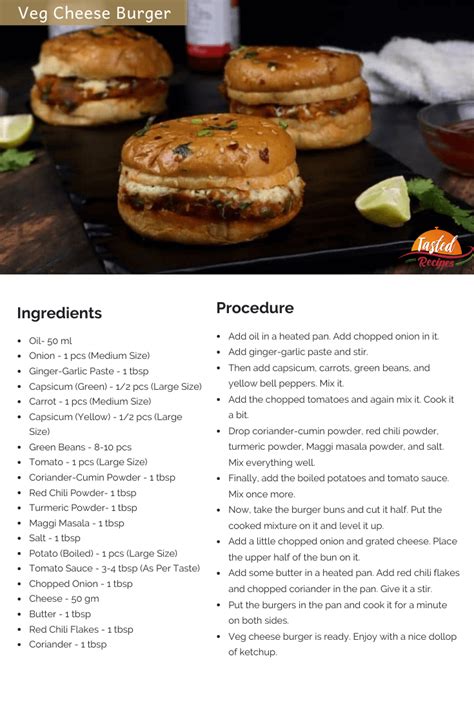 Veg Cheese Burger - Tasted Recipes