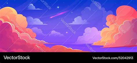 Anime style sky with clouds at night Royalty Free Vector