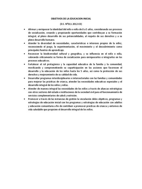 Objetivos De La Educacion Inicial Pdf