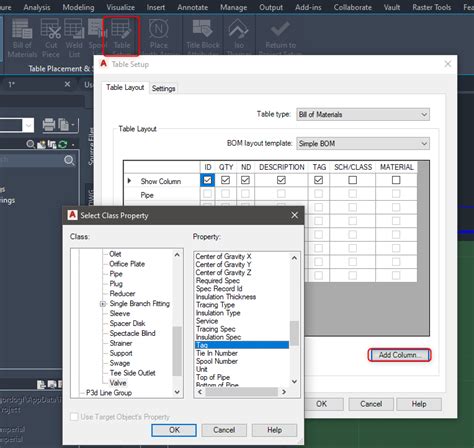 AutoCAD Plant 3D에서 등각투영 도면의 BOM에 태그를 추가하는 방법