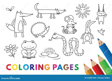 Funny Animals Coloring Book Stock Vector - Illustration of design, game ...