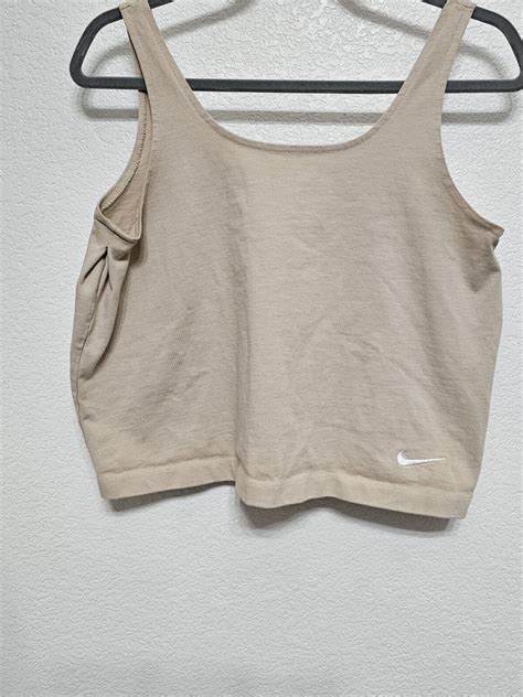 Nike Cotton Cropped Tank Nude Beige Athleisure Relaxe Gem