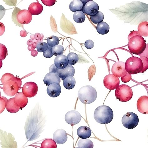 Premium AI Image A Seamless Pattern With Berries And Leaves Painted