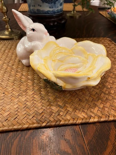 Vintage Fitz And Floyd Rabbit Bowl Etsy