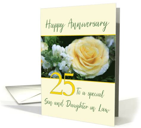 Son And Daughter In Law Th Wedding Anniversary Yellow Rose Card