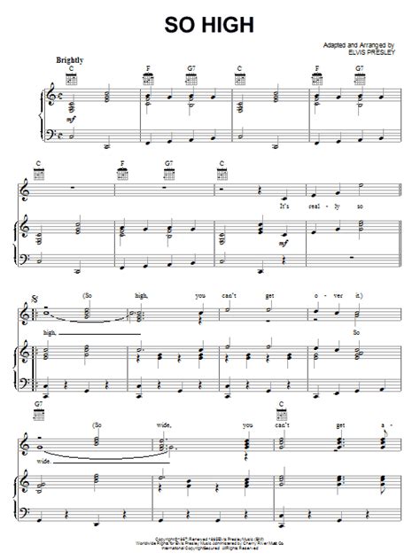 Elvis Presley "So High" Sheet Music PDF Notes, Chords | Pop Score Piano ...