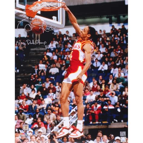 Spud Webb Signed Hawks 16x20 Photo Inscribed "Slam Dunk Champ 86" (Webb ...