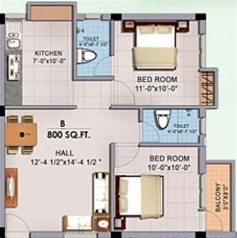 2Bhk Floor Plan In 800 Sq Ft - floorplans.click