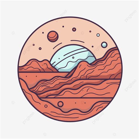 Space Time Landscapes Illustration Vector Mars Lineal Icon Flat Icon