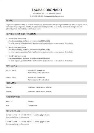 Plantillas de Curriculum vitae Básico o sencillo para Descargar y Rellenar