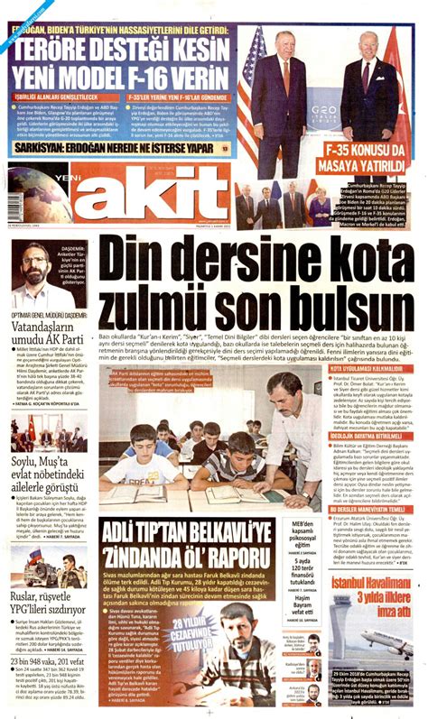 Yeni Akit Gazetesi Kas M Pazartesi