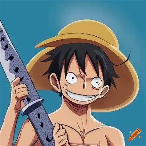 Luffy Holding A Katana Epic Cartoon