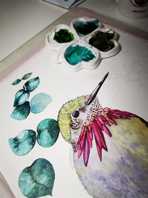 Ботаническая картина с колибри / Botanical watercolour on Behance