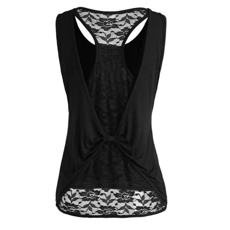 Buy Women Tanks Sexy Lace Backless Solid Color Sleeveless O Neck Summer