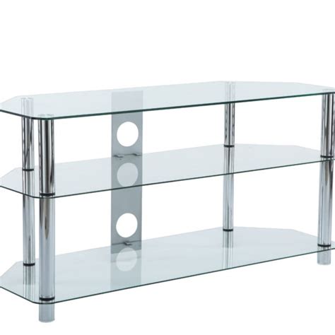 Corner Tv Stand In Clear Glass Up To 42 Inch Tv Mmt Cl1000