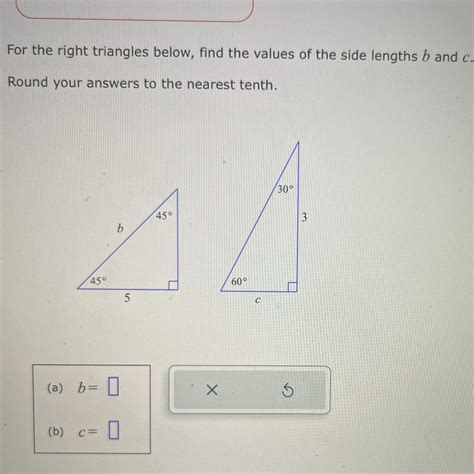 For The Right Triangles Below Find The Values Of The Side Lengths B