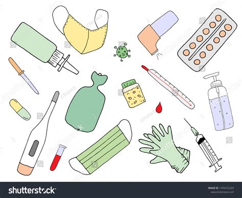 Medical Doodles Hand Drawn Medicine Icon Stock Vector Royalty Free