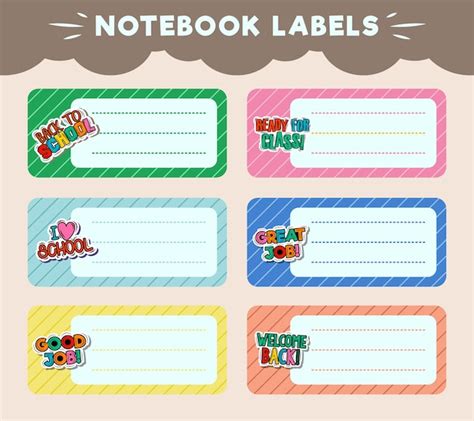 Premium Vector Vector Notebook Labels Icons Of School Subjects