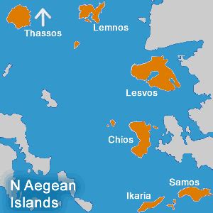 North Aegean Islands Map Province Area | Map of Greece Regional ...