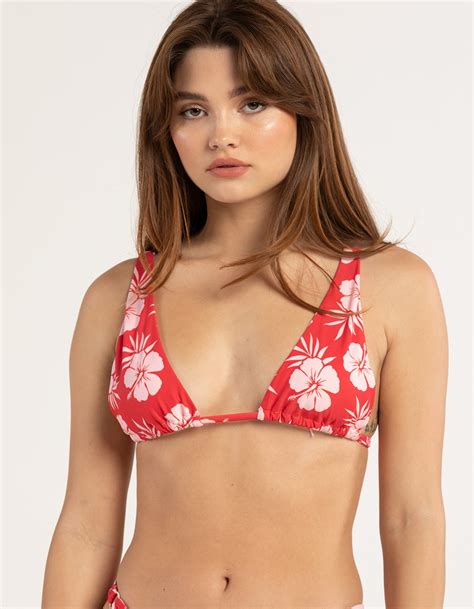 Full Tilt Tropical Tall Triangle Bikini Top Red Combo Tillys