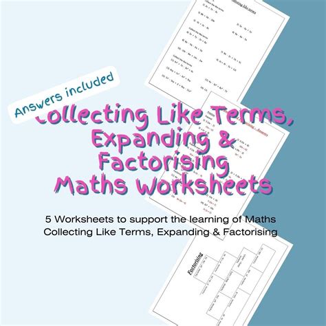 Downloadable Maths Worksheets Collecting Terms Expanding Brackets