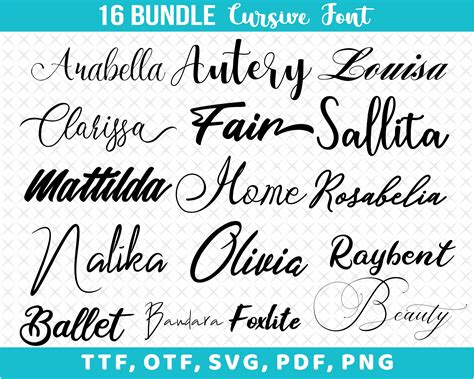 Cursive Font Svg Cursive Font Cricut Font Svg Bundle Etsy Images