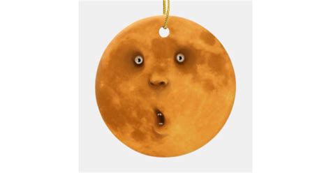 Funny Surprised Full Moon Face Ornament | Zazzle