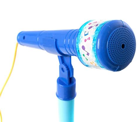 Microfone Duplo Infantil Pedestal Rock Show Azul Conecta Celular