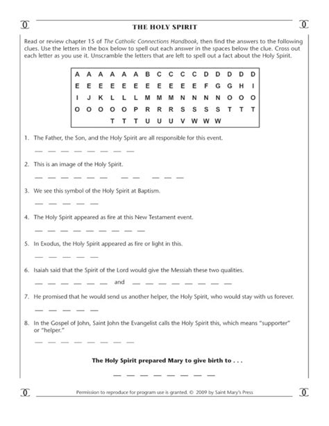 Printable Holy Spirit Worksheets