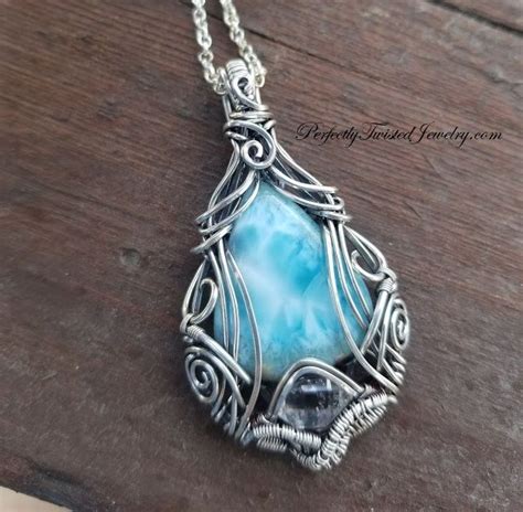 Larimar With Herkimer In Sterling And Fine Silver Wire Wrapped Etsy