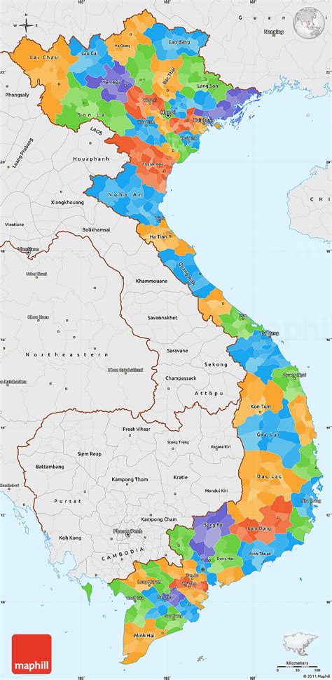 Political Simple Map Of Vietnam Single Color Outside Borders And Labels