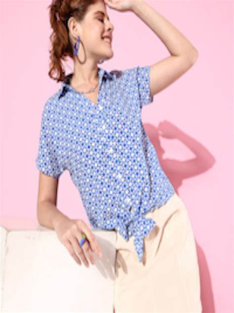 Buy Mast And Harbour Ink Blue Floral Print Retro Optimism Twists And Knots