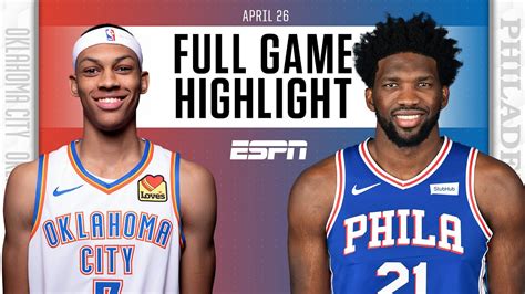 Oklahoma City Thunder Vs Philadelphia 76ers Full Highlights YouTube