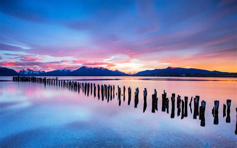 Torres del Paine National Park Wallpaper 4K, Chile, Sunset, Scenery