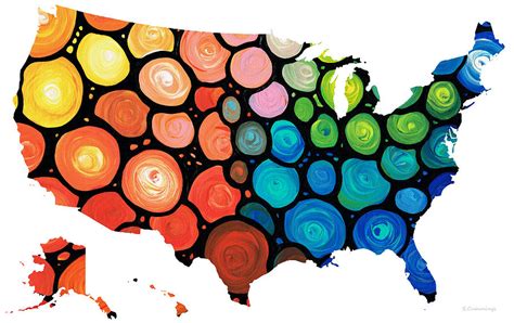 United States Of America Map Colorful Usa Painting By Sharon