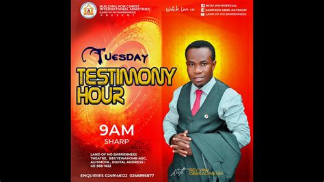 Testimony Hour With Rev Yaw Obiri Agyekum Bcim Youtube