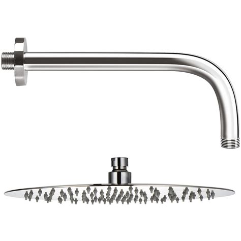 Soffione Doccia Tondo In Acciaio Inox Da 20 Cm Completo Di Braccio