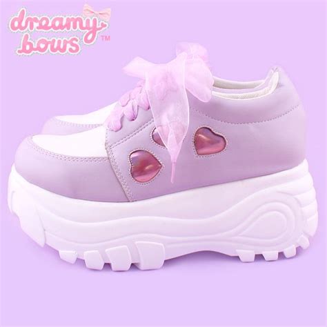 Heart Chunky Platform Trainers Purple Kawaii Shoes Cute Shoes