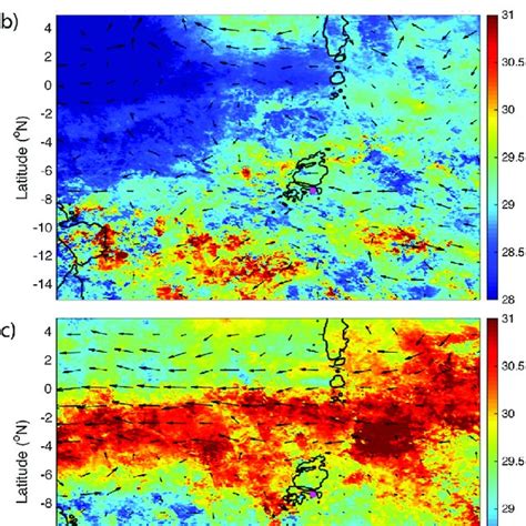 A Geostrophic Currents During 2015 Blue Lines And 2016 Red Lines