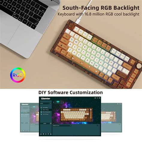 Womier K Pro Hot Swappable RGB Gaming Mechanical Keyboard Translucent Glass Base Silver