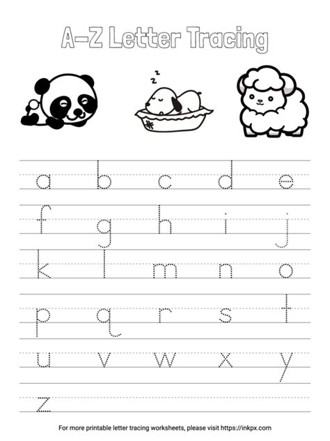 Free Printable Simple Lowercase A Z Letter Tracing Worksheet · Inkpx