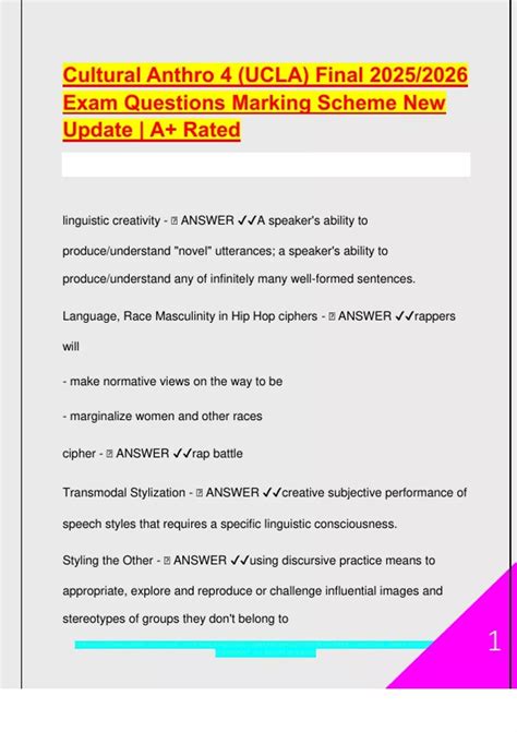 Cultural Anthropology Final 2025/2026 – Complete UCLA Exam Guide with