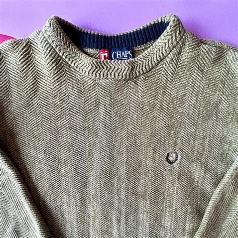 Muted Green Color Chaps Grandpa Sweater Depop