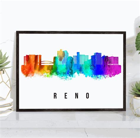 Reno Nevada Skyline Poster, Reno Nevada Cityscape Painting, Reno Nevada ...