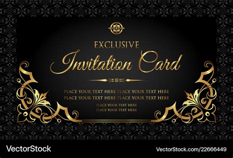 Invitation card - luxury black and gold design Vector Image