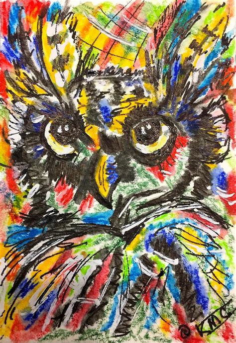 Funky Owl Painting By Kathy Marrs Chandler Fine Art America