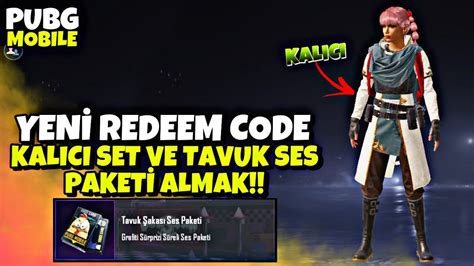 YENİ REDEEM CODE PUBG MOBİLE 2021 KALICI SET VE TAVUK SES PAKETİ