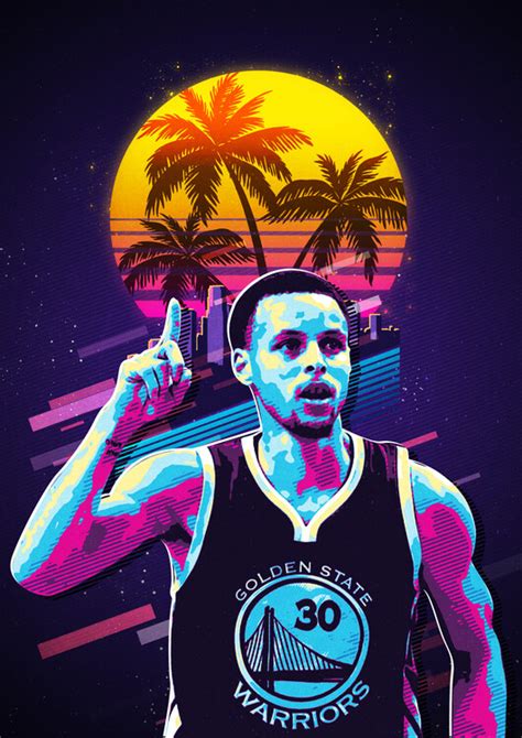 Wall Art Print Stephen Curry Basketball Retro80s Europosters