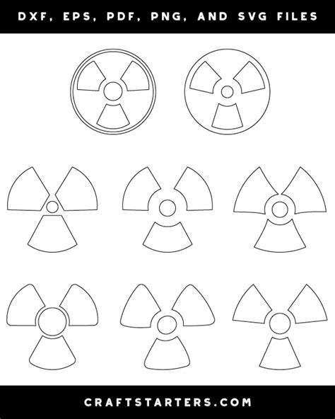 Nuclear Symbol Outline Patterns: DFX, EPS, PDF, PNG, and SVG Cut Files