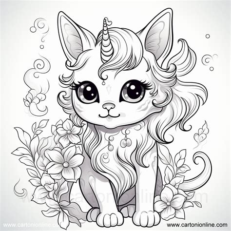 Dibujo 27 De Gato Unicornio Para Colorear